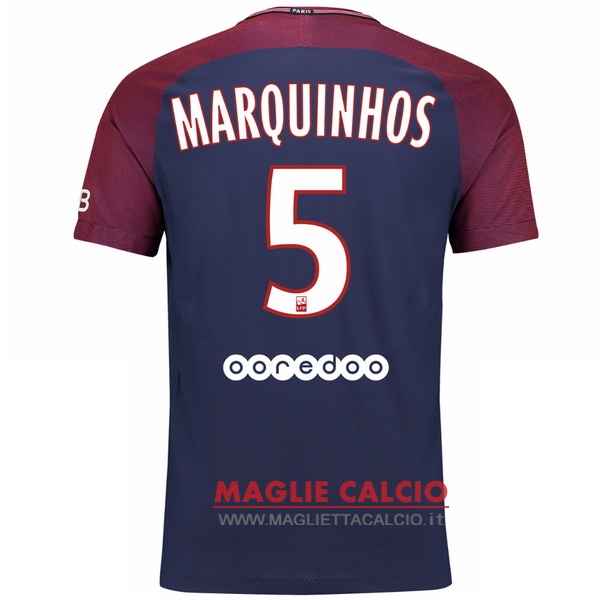 nuova maglietta paris saint germain 2017-2018 marquinhos 5 prima